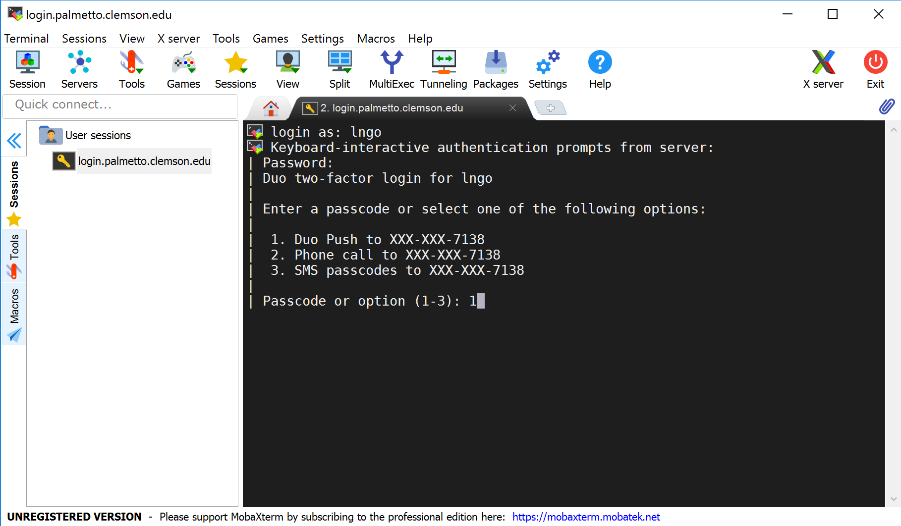 Login interface